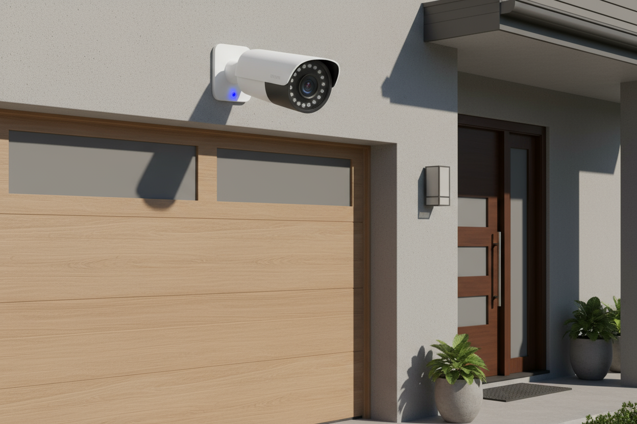 Mounted above entryway or garage